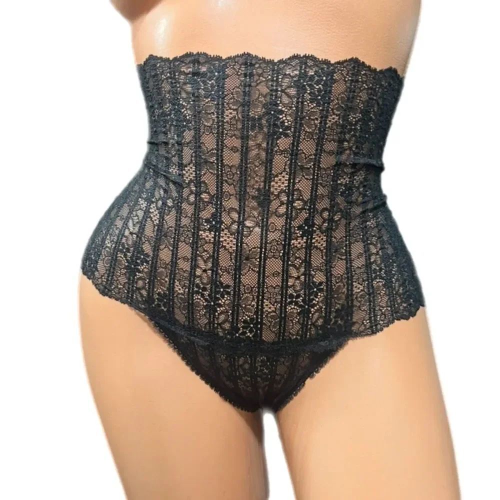 Victorias Secret High-waist Sexy Floral Lace Thong Panty Black Medium